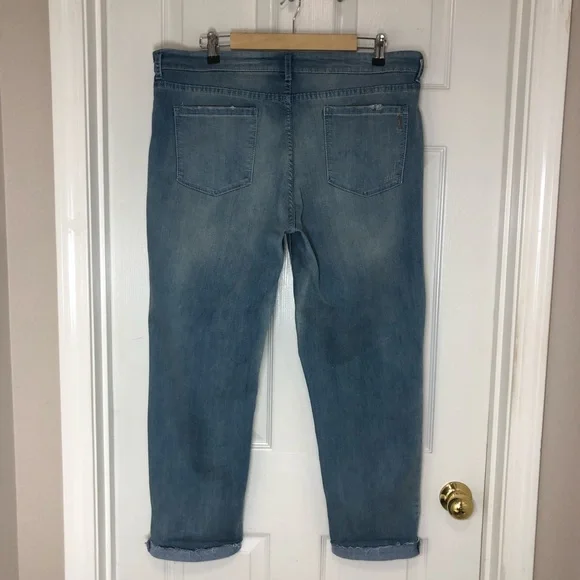 Vintage America Blues Cotton Blend Flowers Patchwork Bestie Blue Jeans 16R/33 - Picture 6 of 16